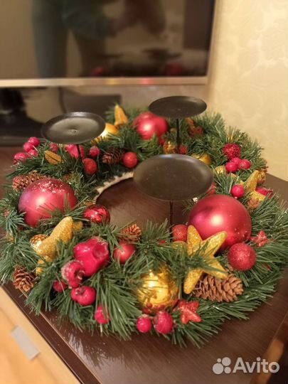 Композиция новогодняя со свечами HandMade