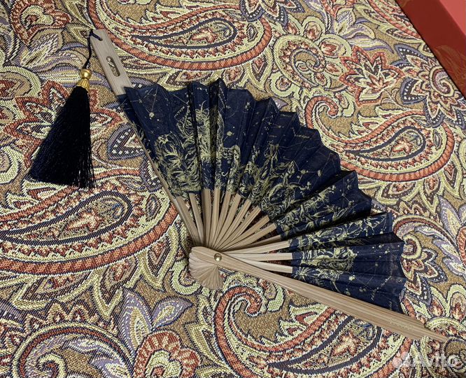 Dior Веер чёрный подарочный бамбук