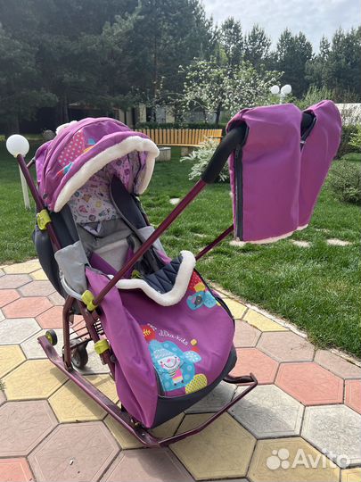 Санки коляска с перекидной ручкой