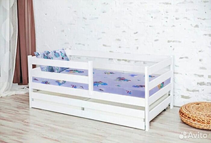 Кроватка для малыша софа эко высокий борт из масси