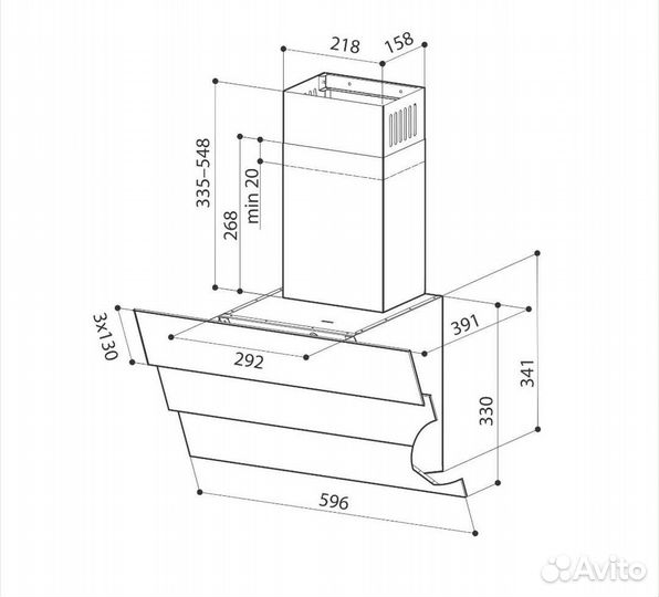 Наклонная кухонная вытяжка Lex RIO 600 black