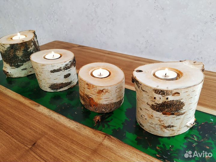 Набор подсвечников из березы