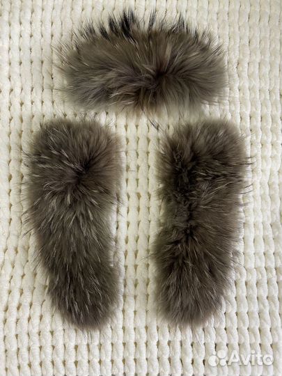 Меховой воротник енот, натуральный мех