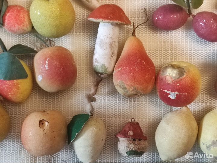 Игрушки папье маше, ватные СССР елочные
