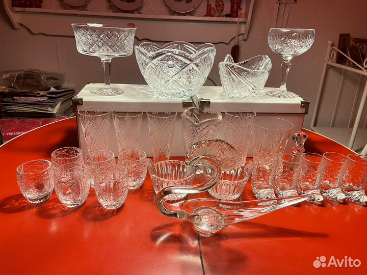 Бокалы коньяк, вино, мартинки, хрусталь