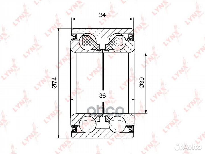 Подшипник ступицы передний (36/34x39x74) подход