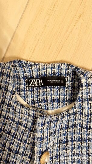 Твидовый жакет zara пиджак 42