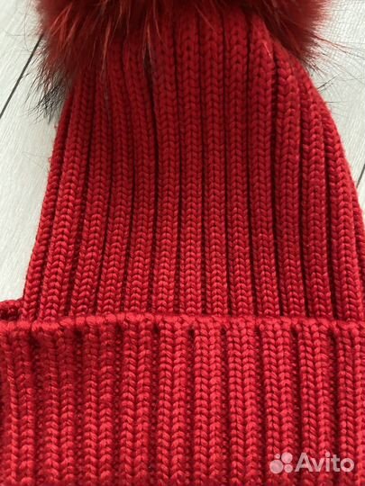 Комплект шапка+шарф шерсть меринос натур.помпон