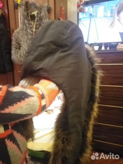 Шапка капюшон женская, енот