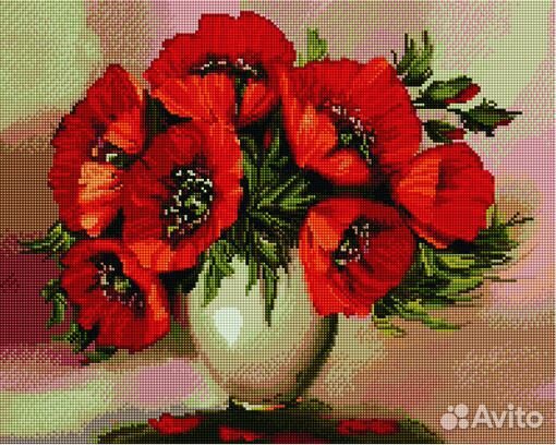 Алмазная мозаика 40*50см. Букет маков