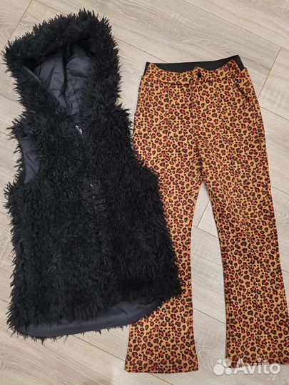 Меховой жилет лама и брюки леопард