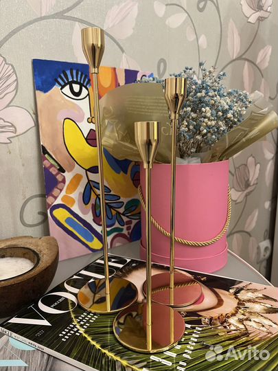 Подсвечники «благородное золото» 3 шт