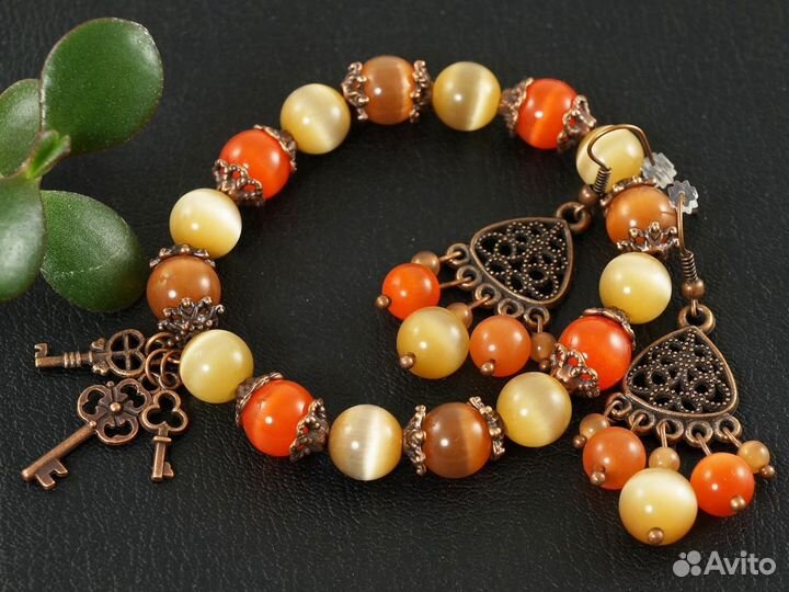 Комплект Восточные фрукты (браслет + серьги)