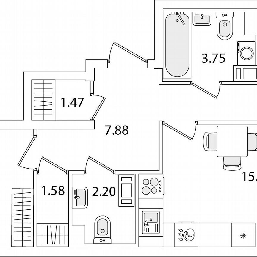 2-к. квартира, 58,5 м², 7/9 эт.