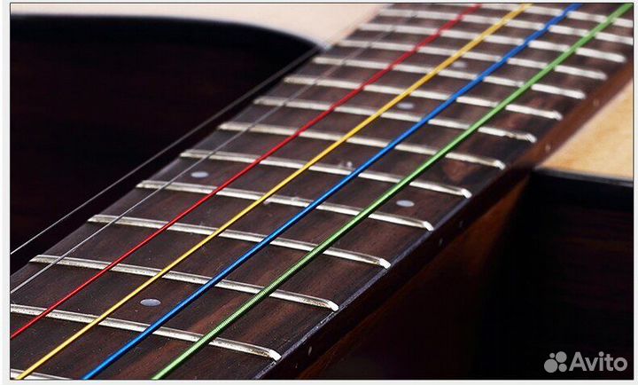 Струны для акустической гитары радужные цветные