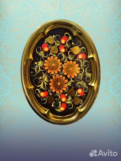 Поднос под самовар, роспись Классическая хохлома