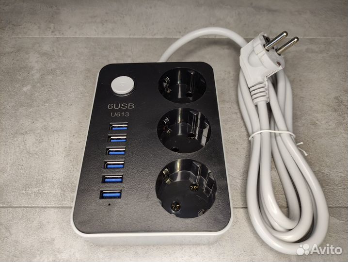 Новый сетевой фильтр, удлинитель 6 USB и 3 розетки