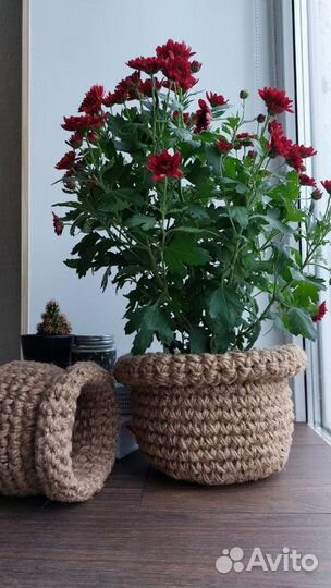 Корзина из джута кашпо