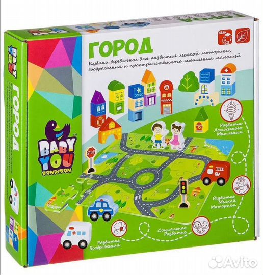 Деревянный конструктор пазл bondibon