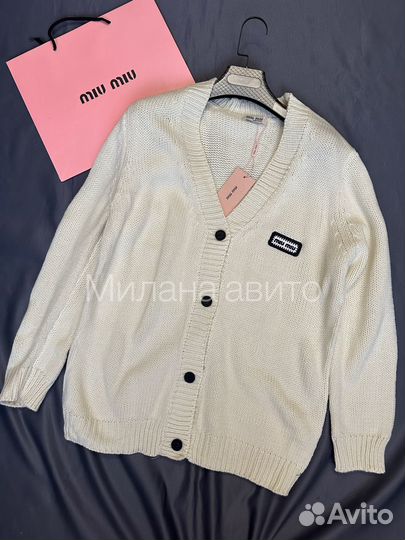 Кардиган miu miu молочный