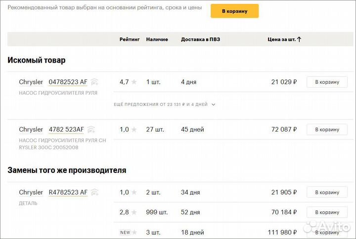 Насос гидроусилителя на Крайслер 300С