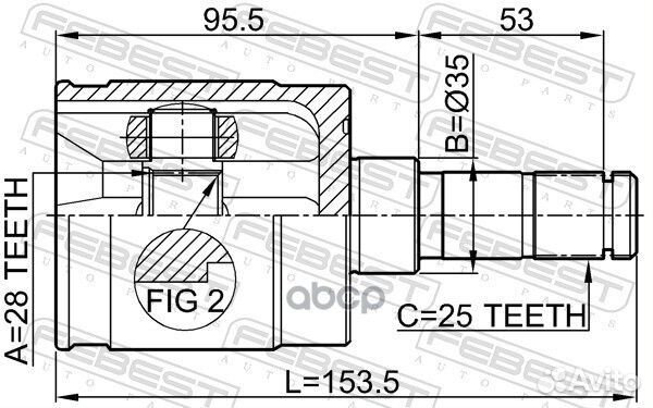 Шрус внутренний левый 28X35X25 0311gdlh Febest