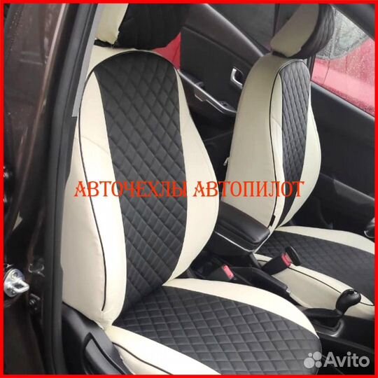 Чехлы Автопилот Kia Rio 3 Sd из экокожи бело-чёрны