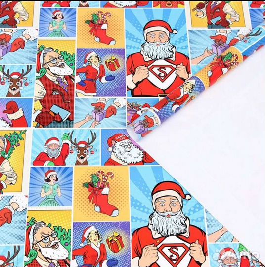 Бумага упаковочная глянцевая новогодняя