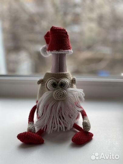 Новогодний чехол на бутылку Дед Мороз