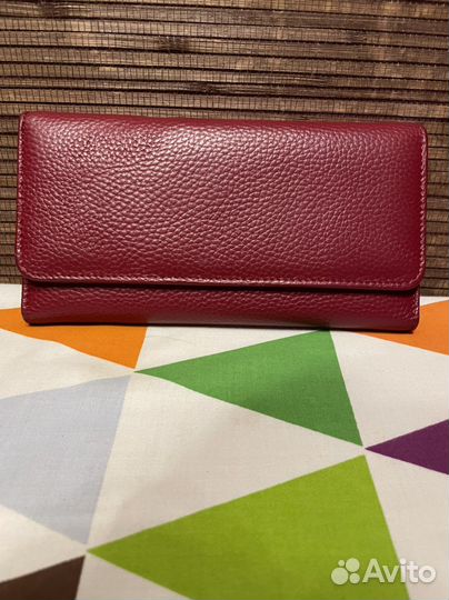 Кошелек кожаный новый женский красный бордовый
