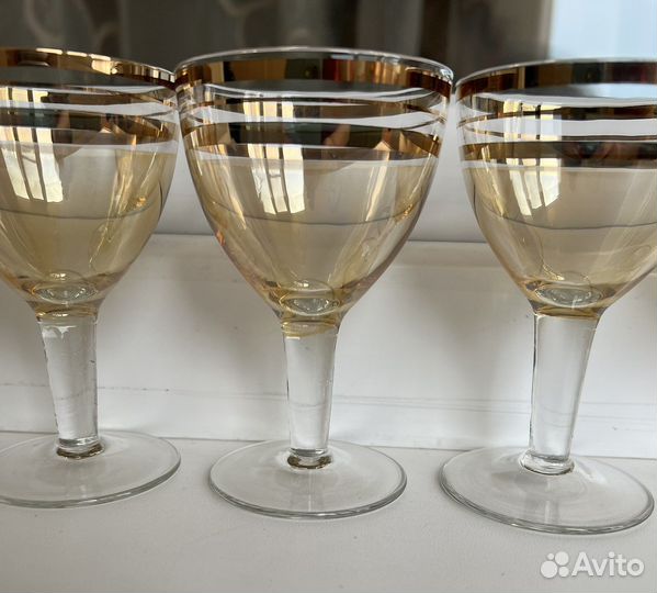 Бокалы фужеры рюмки цветное стекло винтаж СССР