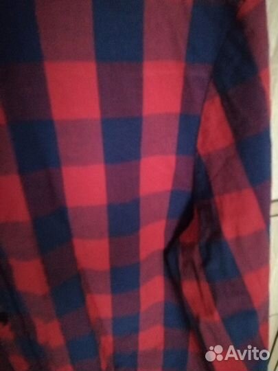 Мужская рубашка в красно-синюю клетку р. 46-48