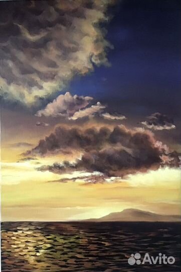 Картика маслом. Море. Закат