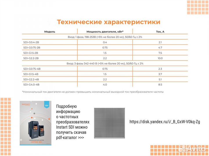 Частотный преобразователь 1.5 кВт 220В instart SDI