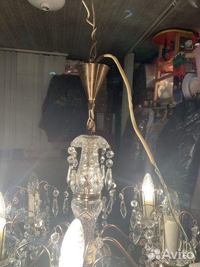 Светильник подвесной 6-рожковый из горного хрустал