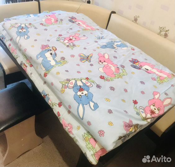 Детский тёплый плед + матрац+ постельное белье