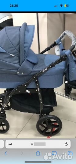 Коляска retrus rocky 2 в 1 (сер/ синий лен)