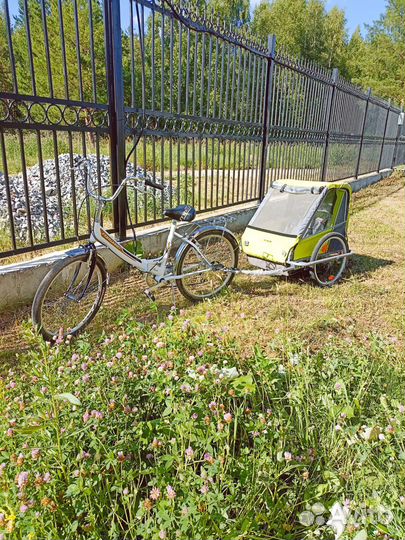 Детский складной велоприцеп