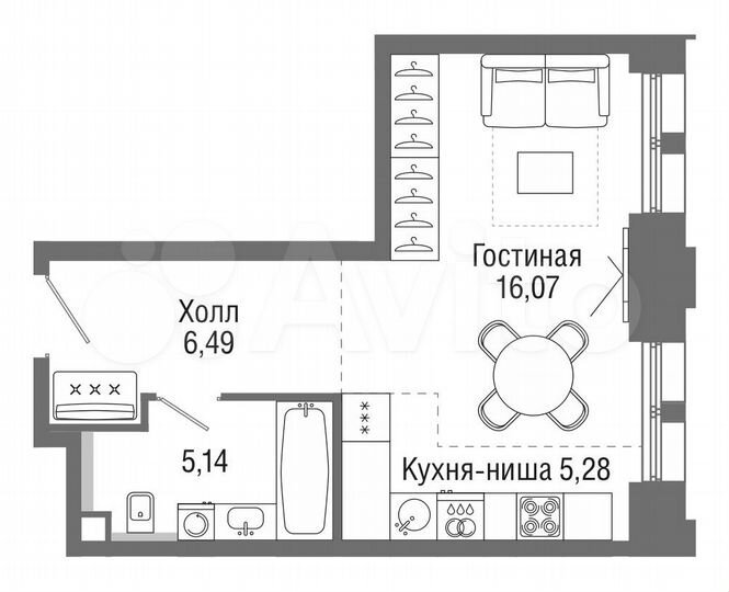 Квартира-студия, 32,8 м², 6/36 эт.