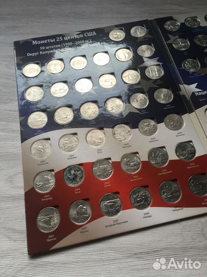 Набор 56 монет Штаты США - квотеры / 25 центов