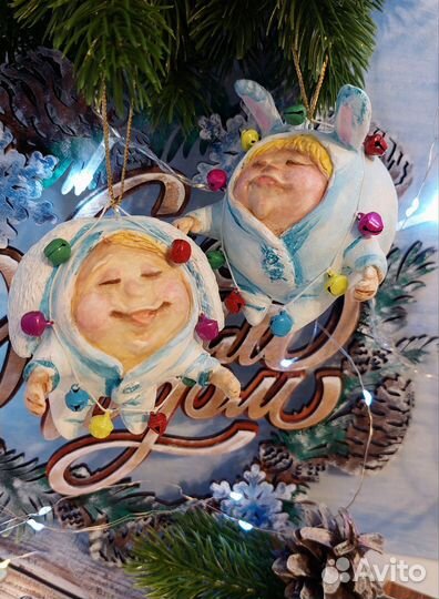 Набор елочных игрушек ручной работы