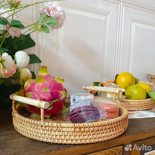 Плетеный поднос с ручками 22 см
