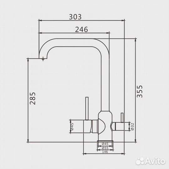 Смеситель для кухни с подключением фильтра Shevanik S268, хром