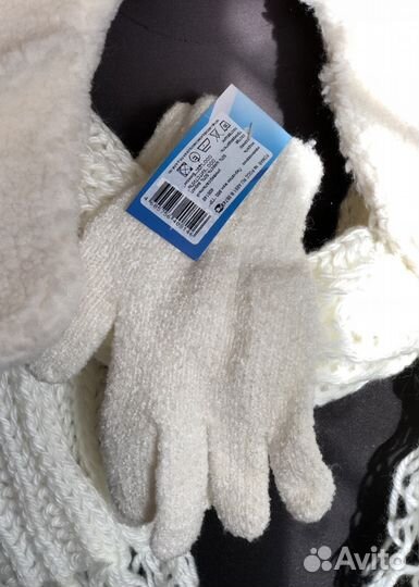 Шапка ушанка на меху, перчатки, шарф, шерсть, новы