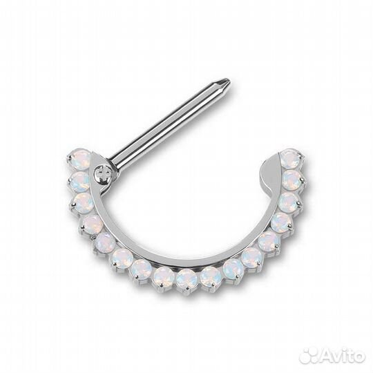 Полукольцо кликер 1.6 мм Nipple White Opal OP-17