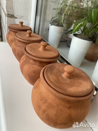 Горшки керамические.Ручная работа.Цена за набор
