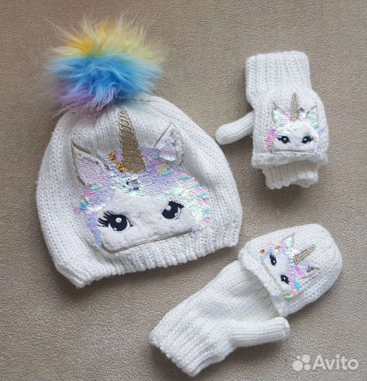 Комплект шапка, шарф, перчатки для девочки 6-10