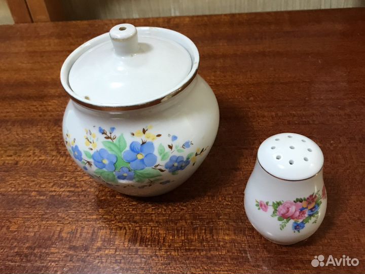 Солонка и сахарница Дулево - незабудки