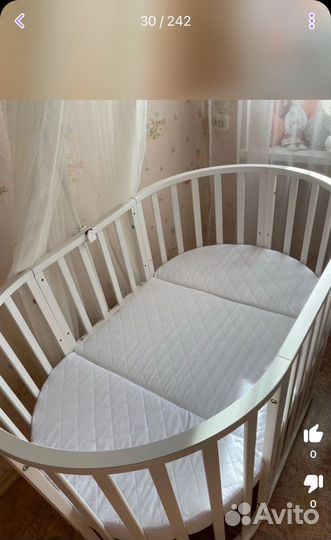 Матрас-трансформер в круглую кроватку 125х75