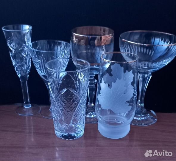 Рюмки, фужеры, стаканы хрустальные